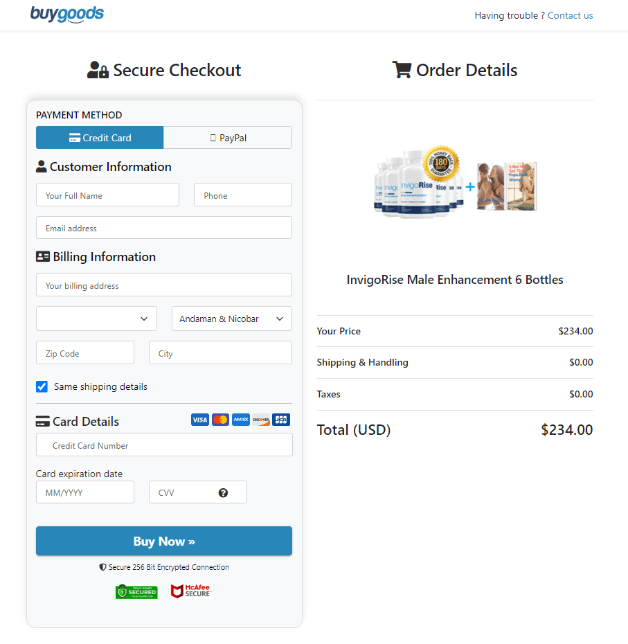InvigoRise Secured Order Page
